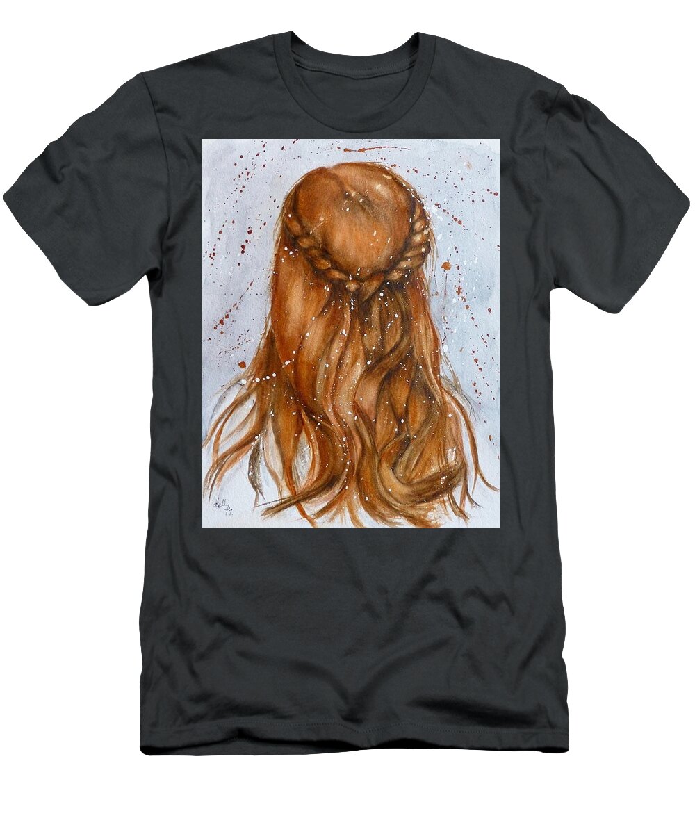 Red Hair T-Shirt featuring the painting Red Hair by Kelly Mills