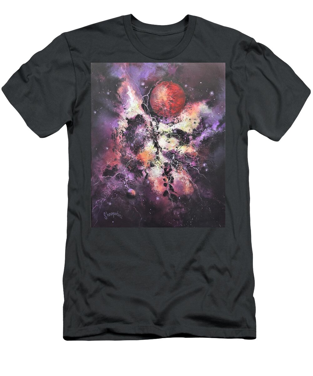 Red Planet T-Shirt featuring the painting Red Planet by Tom Shropshire