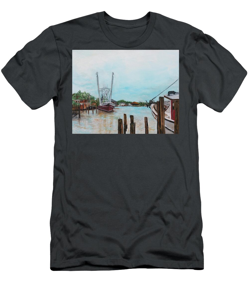 Boating T-Shirt featuring the painting Red Shrimp Boat by Kathy Knopp