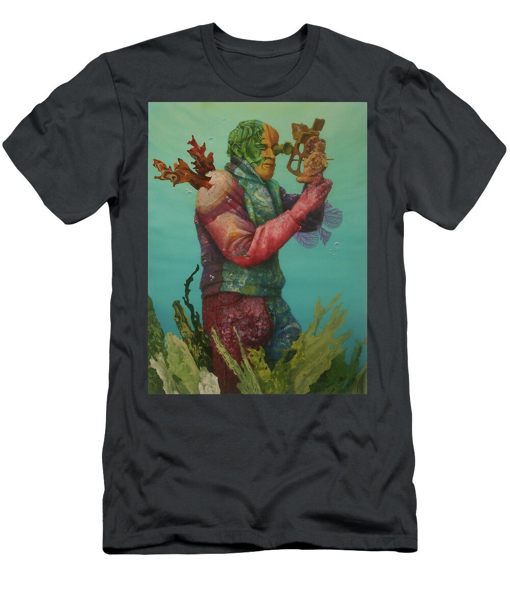 Ocean T-Shirt featuring the painting Reef Sighting by Marguerite Chadwick-Juner