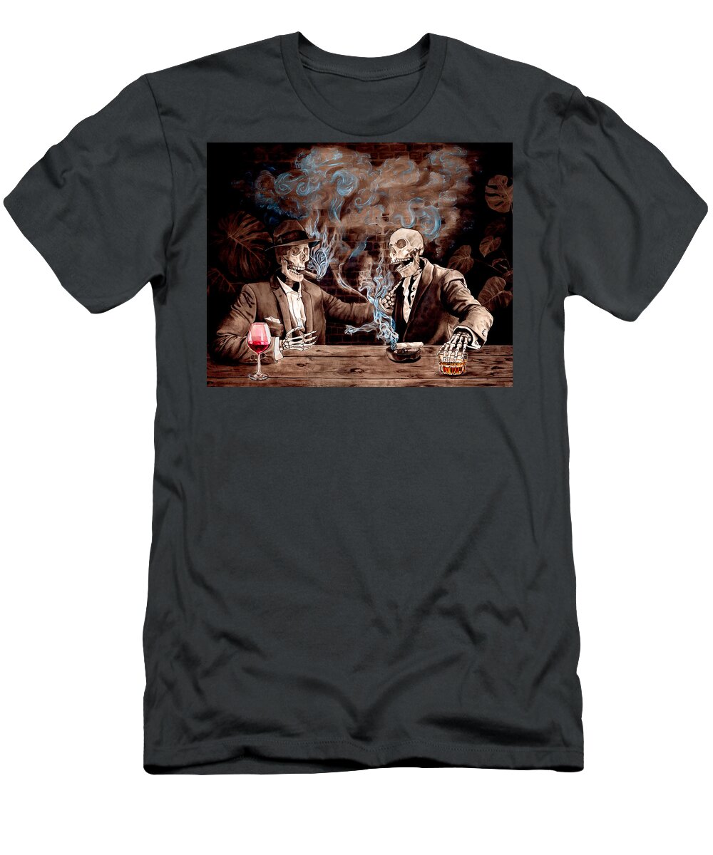Skull. Skeleton T-Shirt featuring the painting Remember When - saturated by Tiffany DiGiacomo