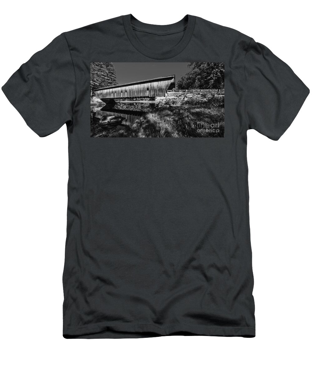 Fryeburg T-Shirt featuring the photograph Remote Maine Covered Bridge by Steve Brown