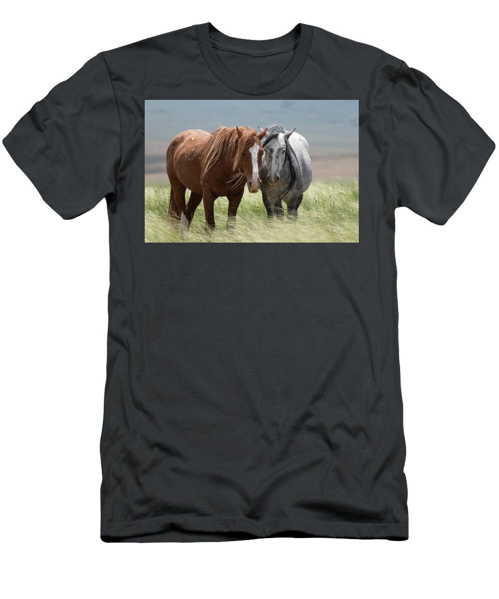 Wild Horses T-Shirt featuring the photograph Resting Together by Mary Hone
