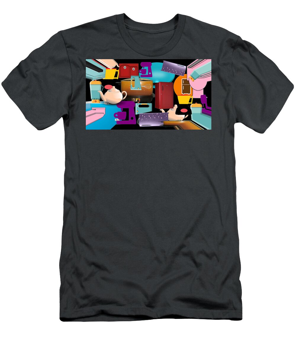 Abstract Art T-Shirt featuring the digital art Retro Series - Kitchen and Bath Abstract by Ronald Mills