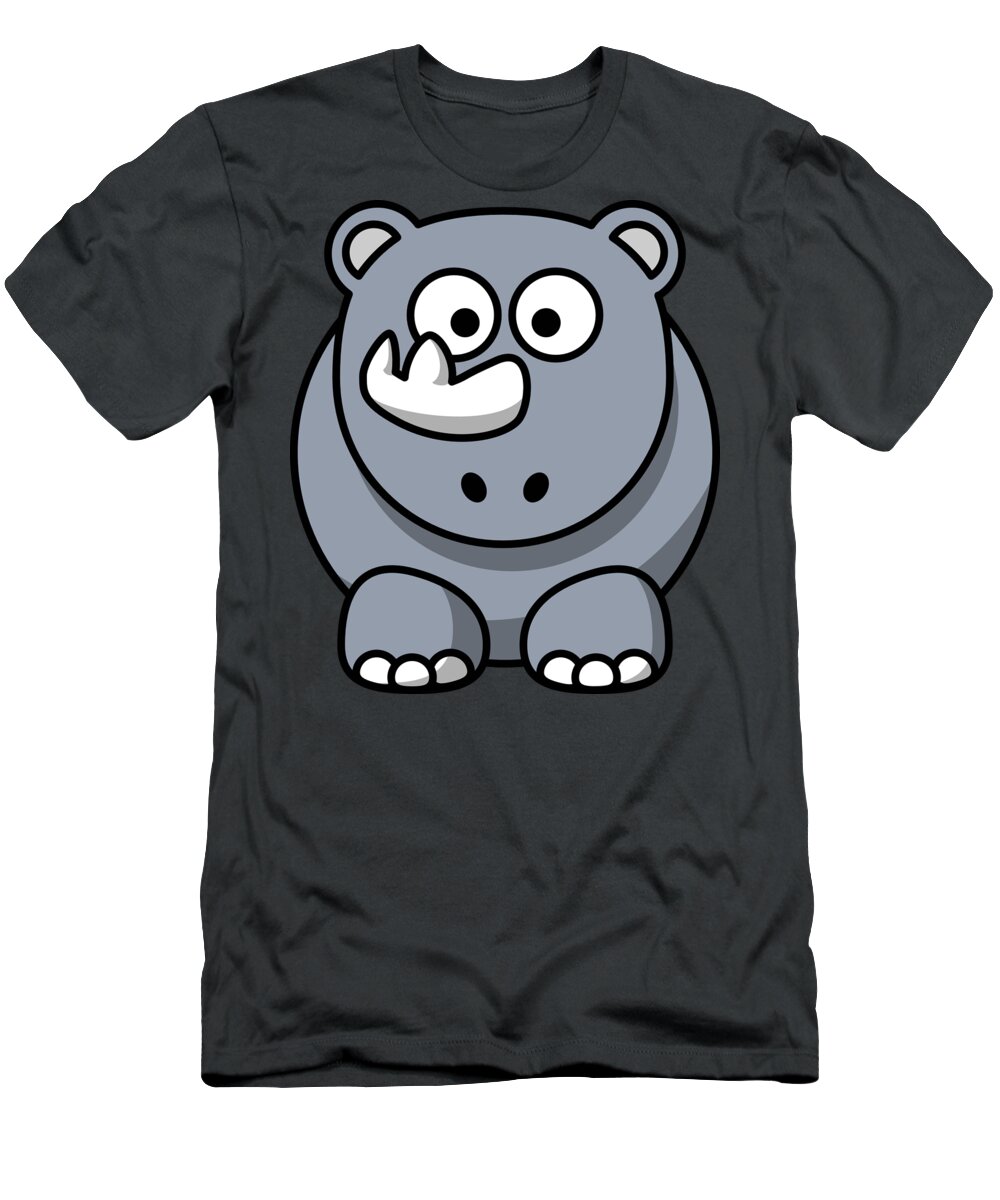 Rhinoceros T-Shirt featuring the digital art Rhinoceros Baby Face Funny Wild Cartoons Animal by Jeff Creation