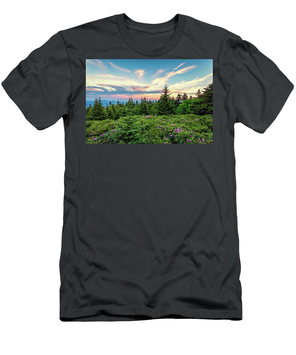 Catawba Rhododendrons T-Shirt featuring the photograph Rhododendron Sunset by C Renee Martin