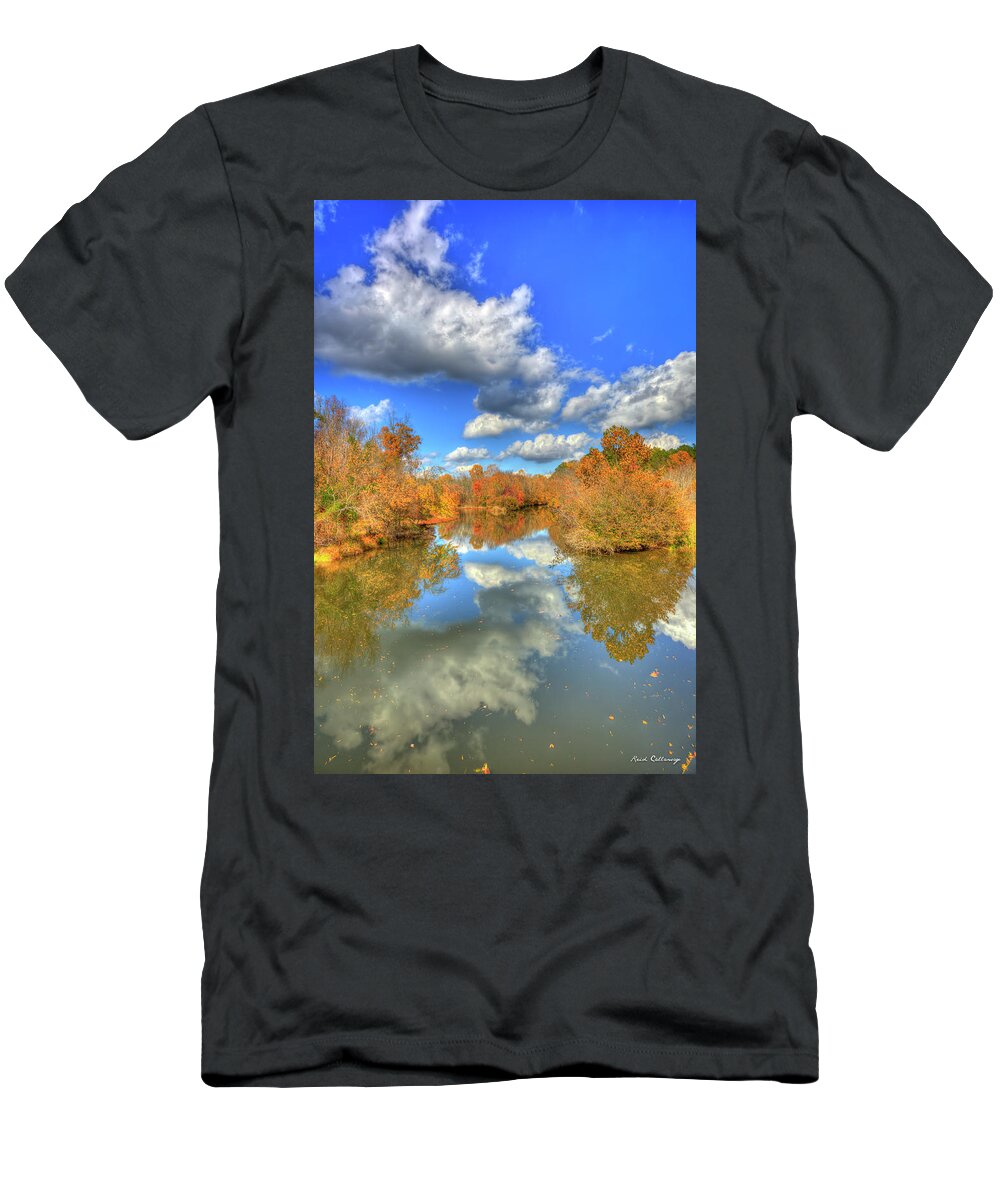 Reid Callaway Richland Creek Reflections T-Shirt featuring the photograph Richland Creek Fall Reflections 2 Greene County Lake Oconee Landscape Art by Reid Callaway