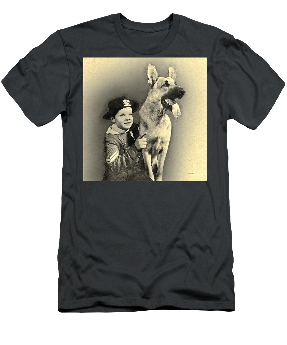 2d T-Shirt featuring the digital art Rin Tin Tin - Drawing FX by Brian Wallace