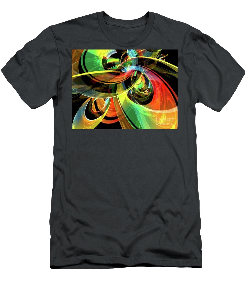 Digital Art T-Shirt featuring the digital art Rings of Reflection by Phil Perkins
