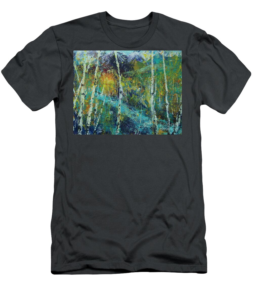 Landscape T-Shirt featuring the painting River Birch by Jeanette French