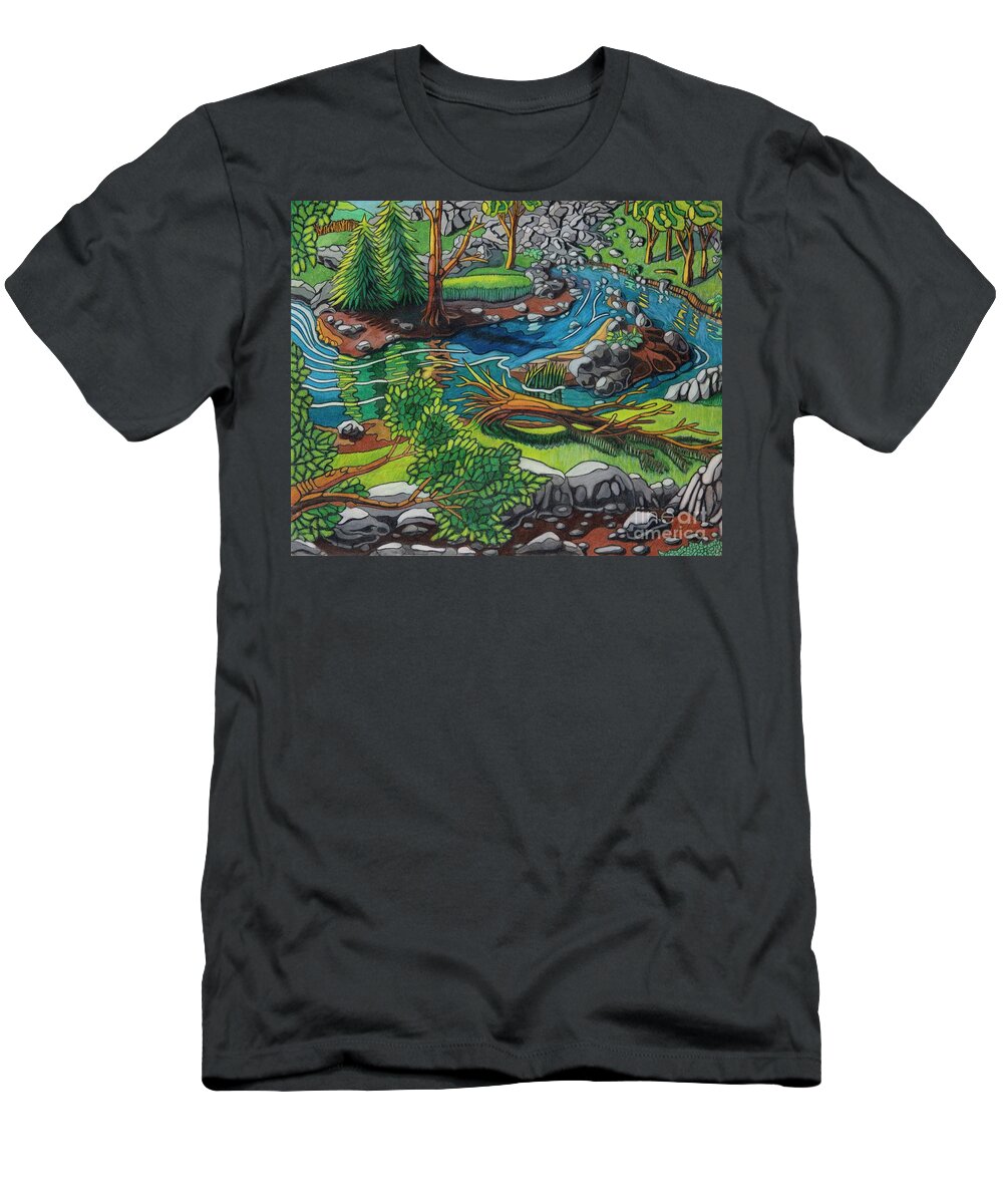 Abstract T-Shirt featuring the drawing River Island by Scott Brennan