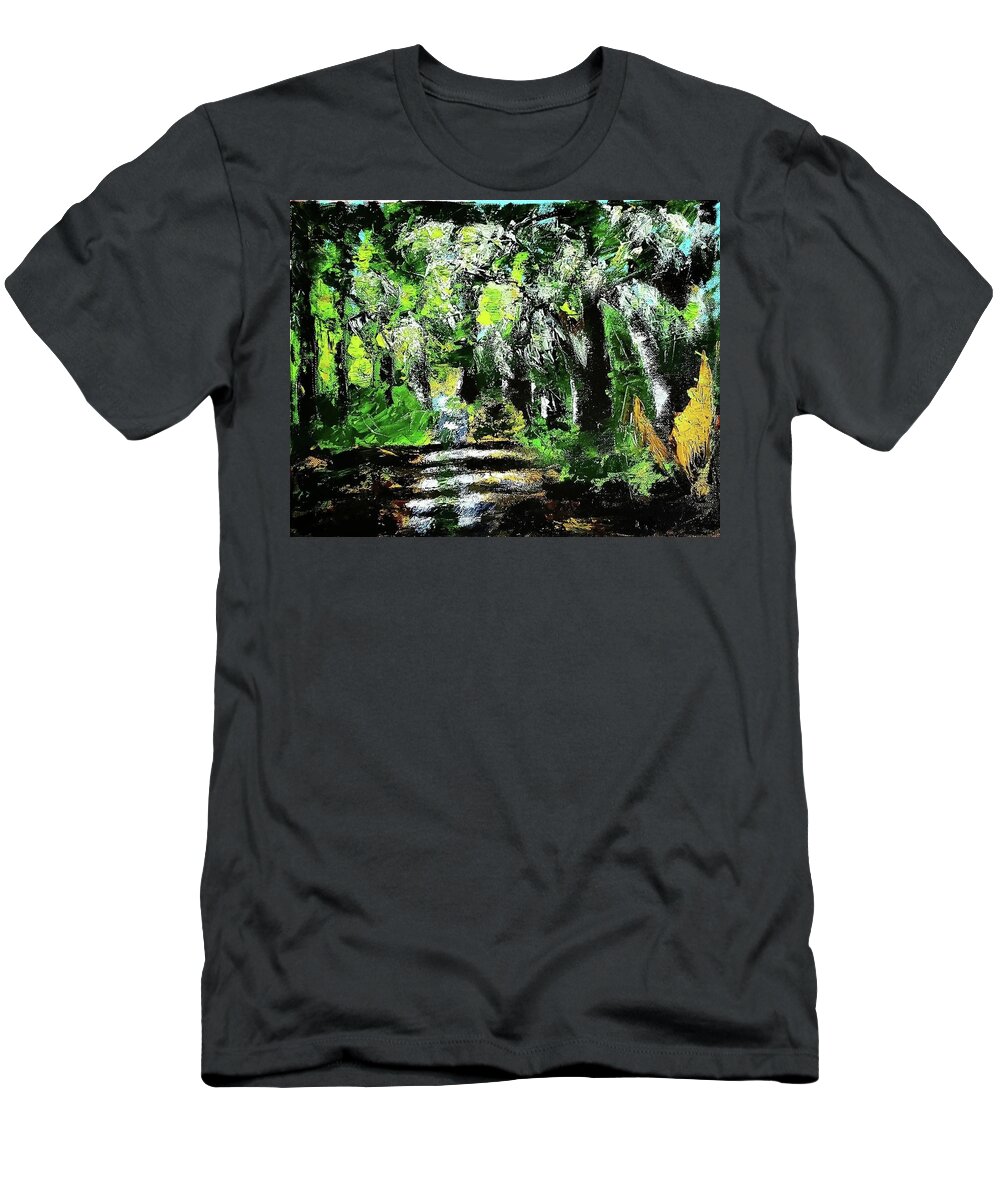  T-Shirt featuring the painting Road not Taken by Amy Kuenzie