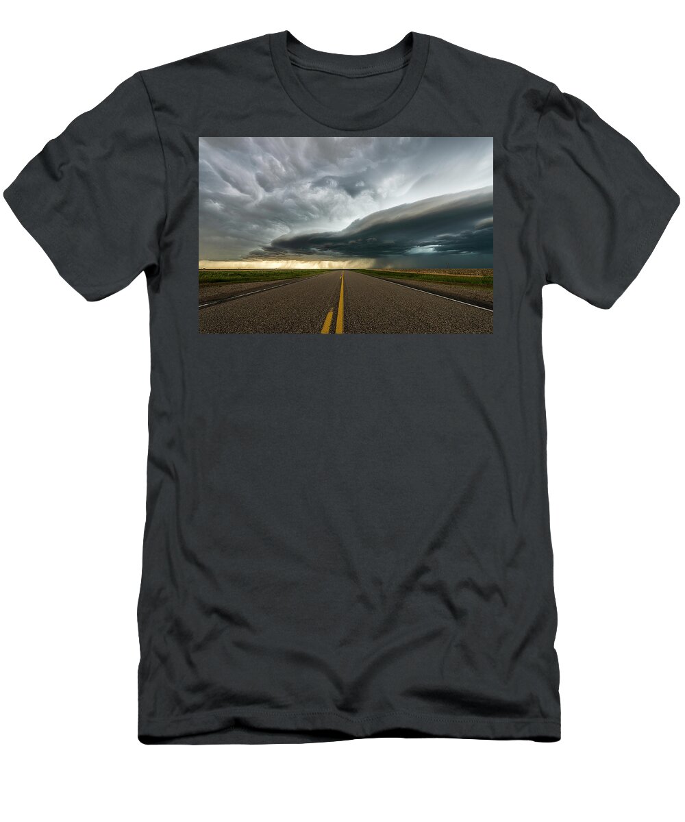 Road T-Shirt featuring the photograph Road To The Storm by Marcus Hustedde