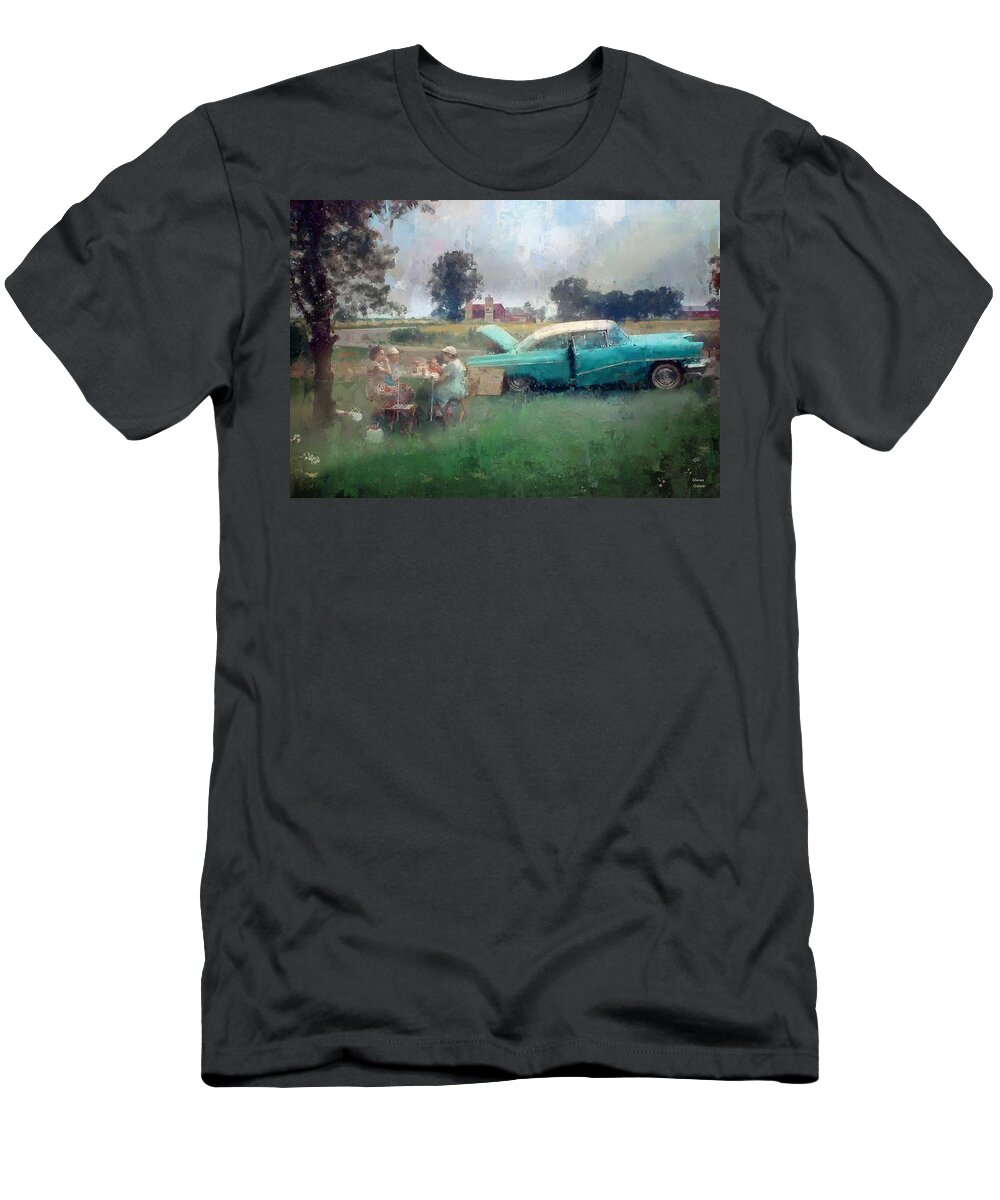 Nostalgia T-Shirt featuring the painting Roadside Picnic by Glenn Galen