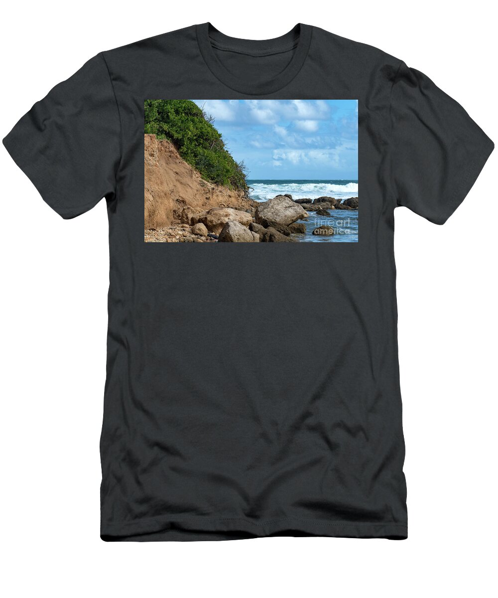 Playa Del Dorado T-Shirt featuring the photograph Rocky Coast of Playa Del Dorado, Puerto Rico by Beachtown Views