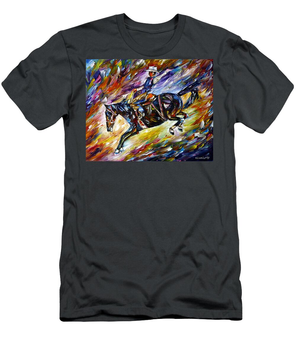 Cowboy Painting T-Shirt featuring the painting Rodeo I by Mirek Kuzniar