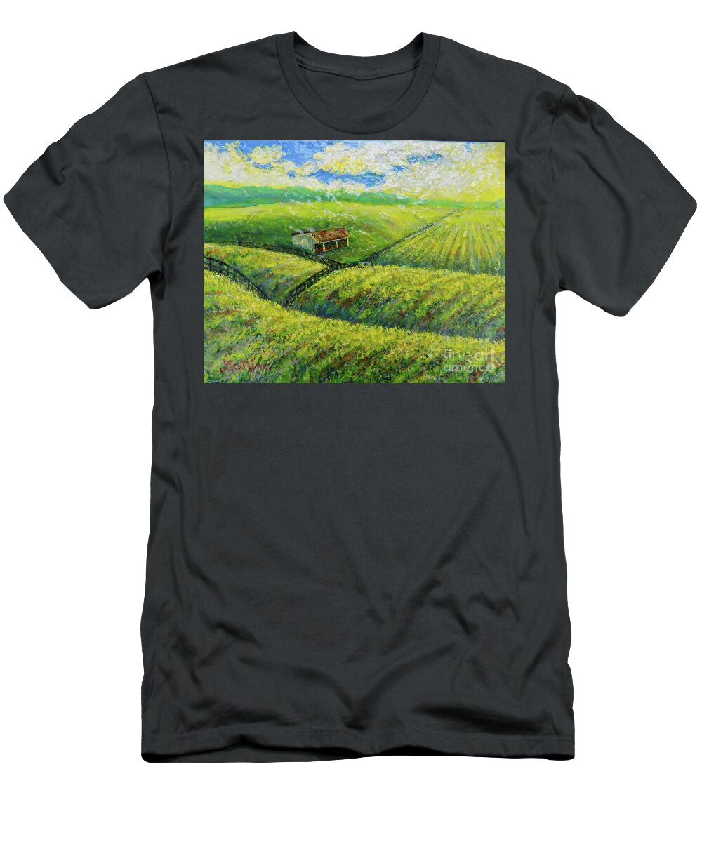 Acrylic T-Shirt featuring the painting Rolling Hills Of Orange County by Lee Nixon