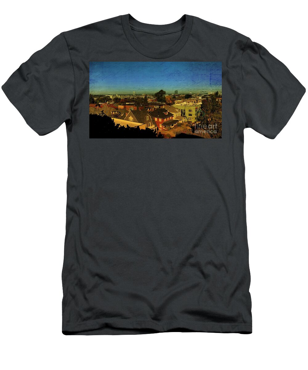 Digital Art T-Shirt featuring the photograph Rooftop View in Portland by Charlene Mitchell