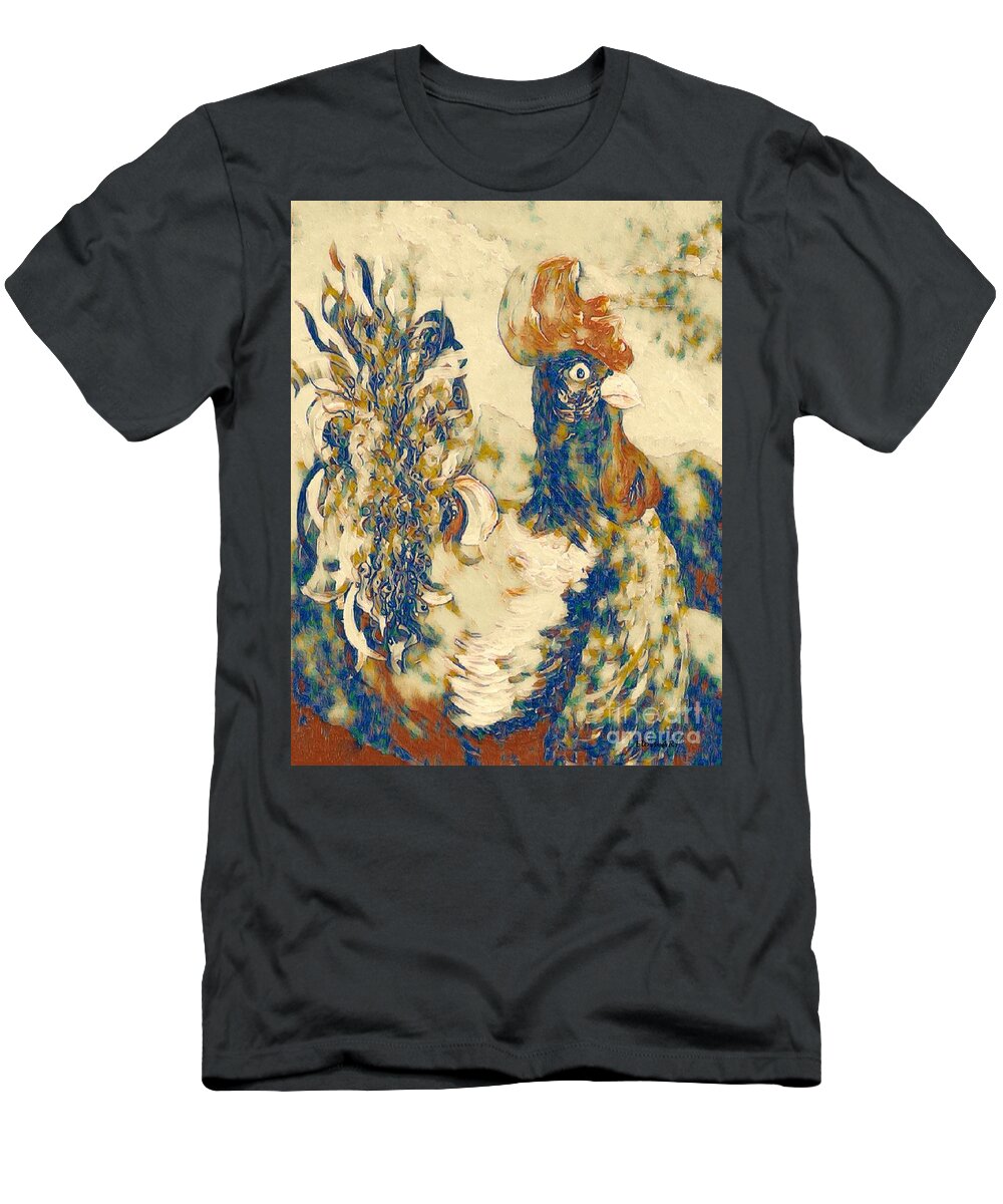 Rooster T-Shirt featuring the painting Rooster Cezanne Style by Eloise Schneider Mote
