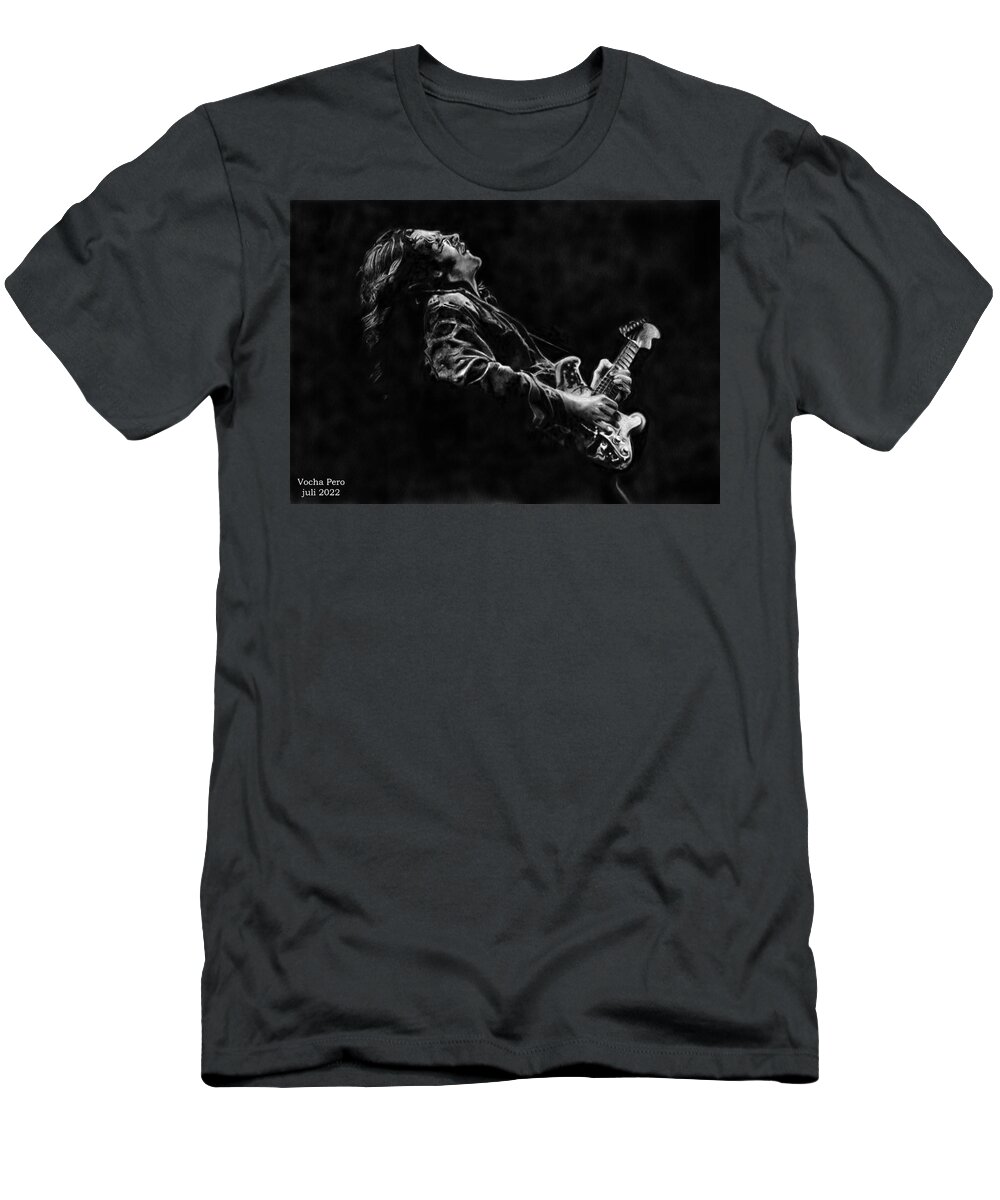 Black And White T-Shirt featuring the digital art Rory Gallagher by Vocha Pero