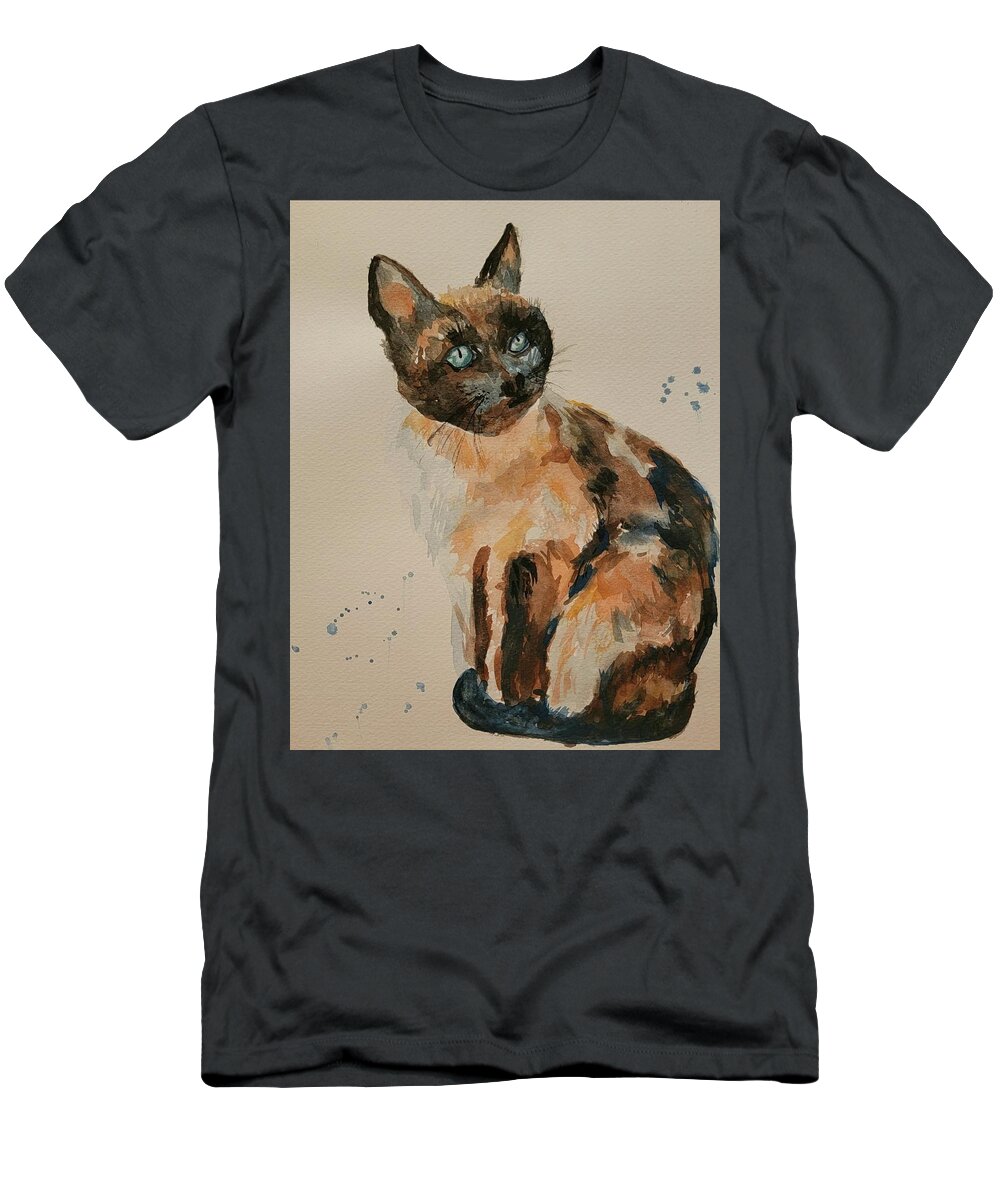 Www.cherylnancyanngordon.com T-Shirt featuring the painting Rough Cat by Cheryl Nancy Ann Gordon