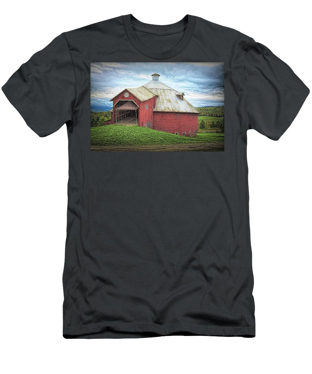 Barn T-Shirt featuring the photograph Round barn - Mansonville, Quebec by Tatiana Travelways