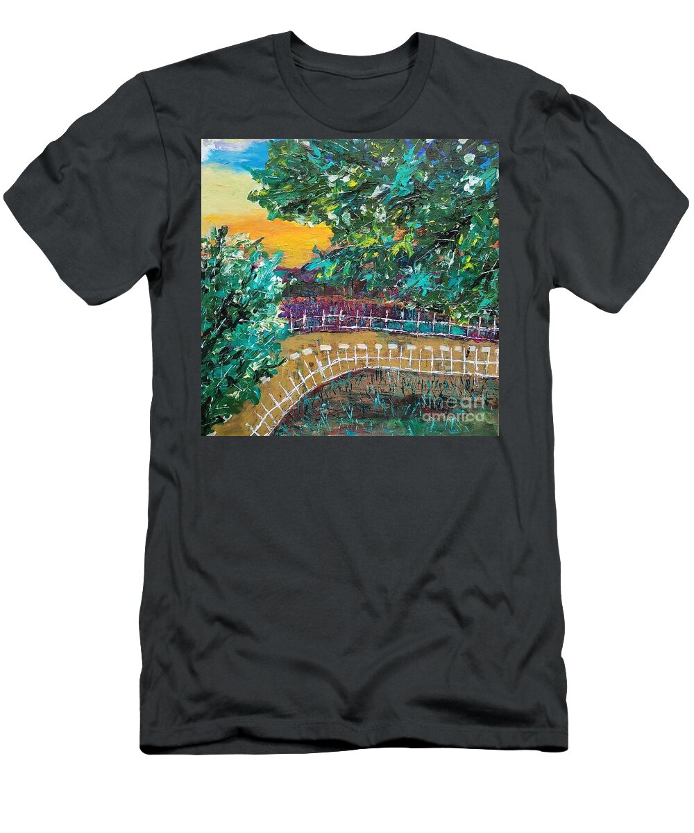  T-Shirt featuring the painting Round the Bend by Mark SanSouci