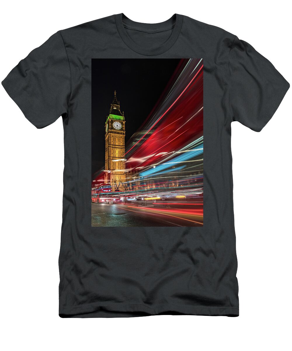 Big Ben T-Shirt featuring the photograph Rush Hour Chaos by Linda Villers
