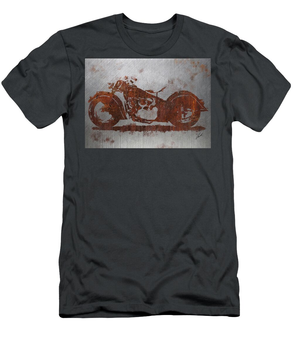 Rust T-Shirt featuring the mixed media Rust Indian Classic motorcycle by Vart Studio