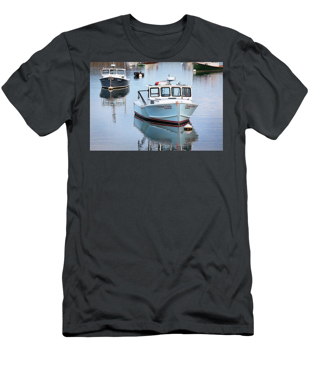 Rye Harbor T-Shirt featuring the photograph Rye Harbor Reflections by Eric Gendron