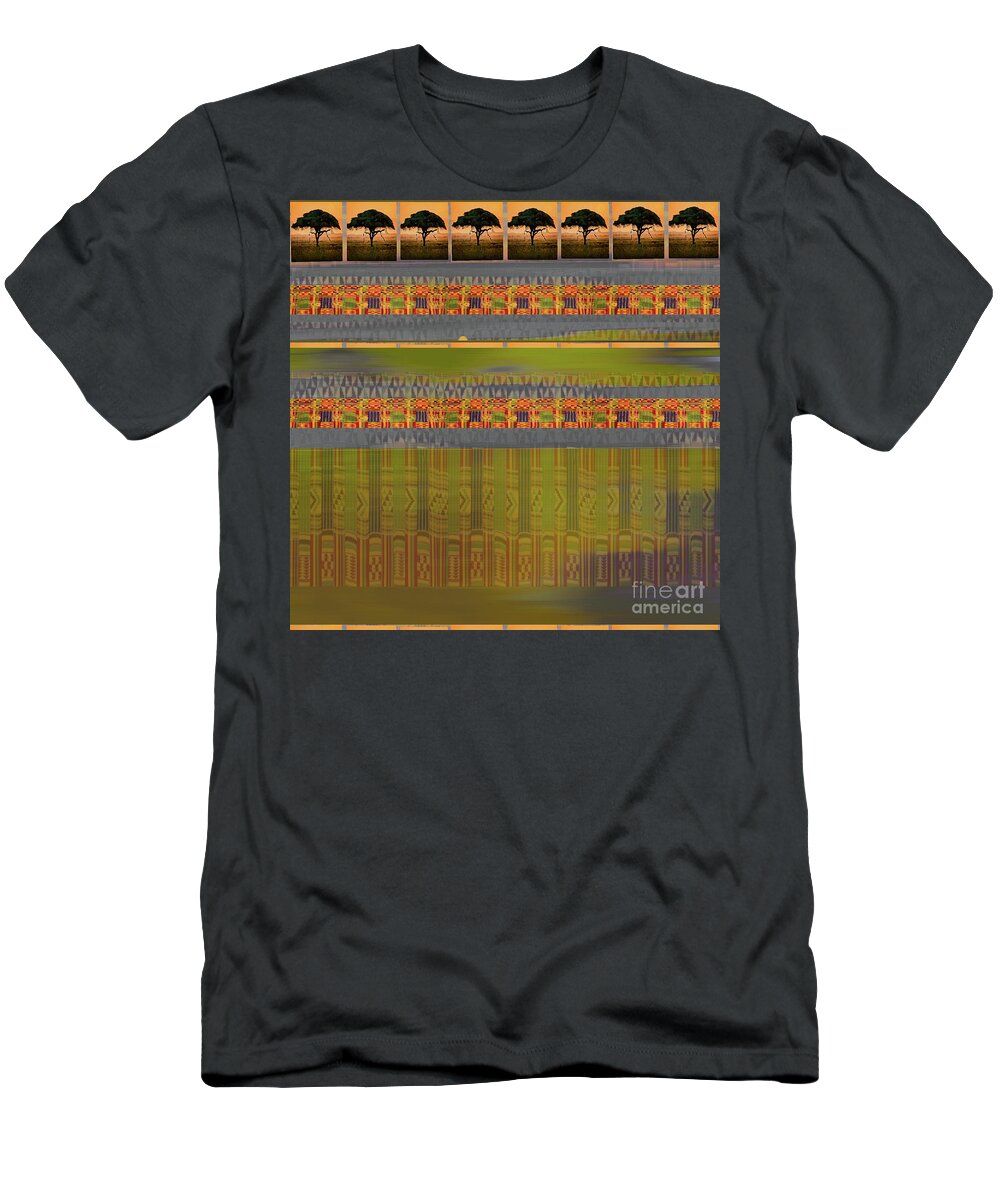Safari T-Shirt featuring the mixed media Safari- Acacia Symbol of Endurance by Zsanan Studio