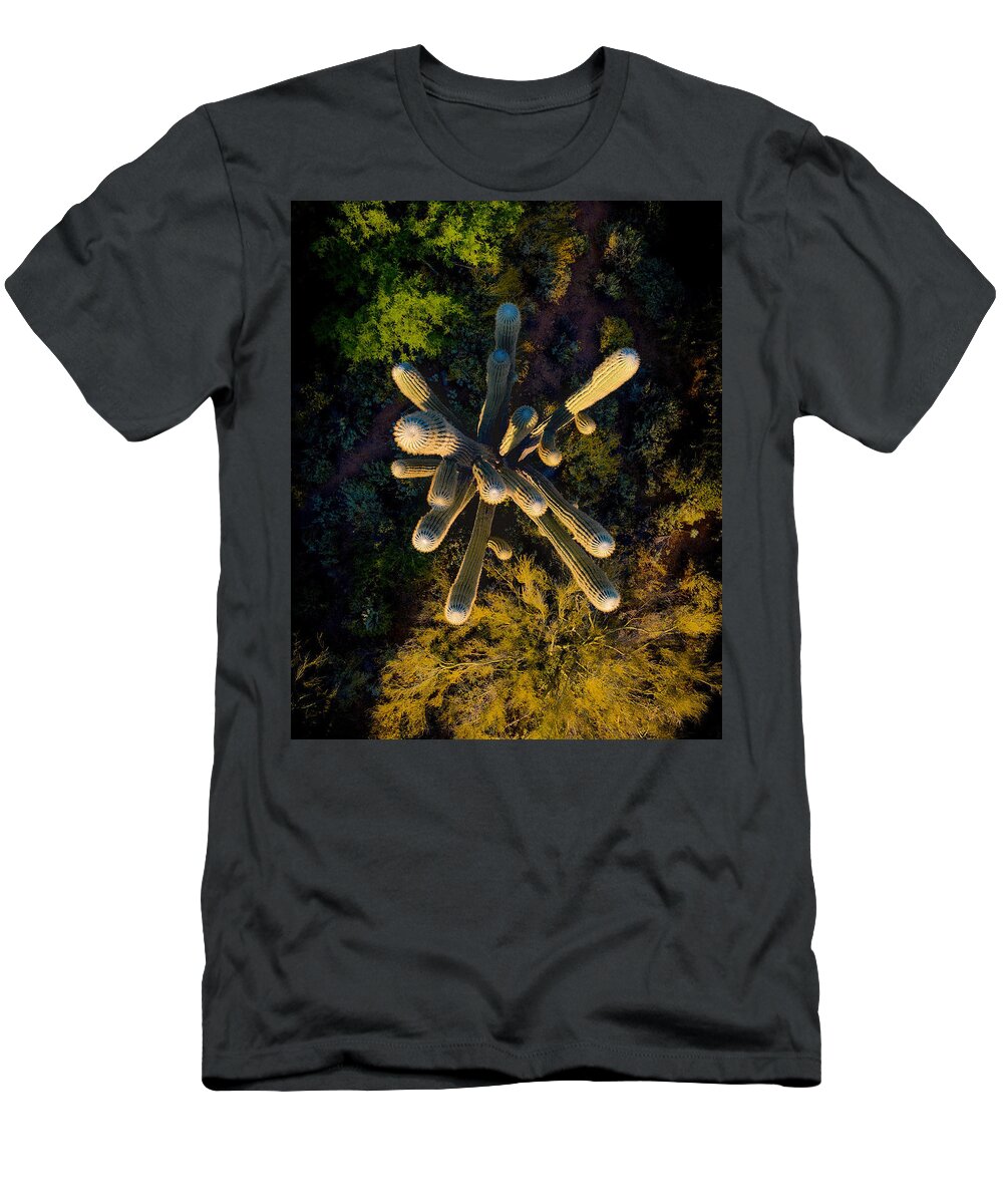 Arizona T-Shirt featuring the photograph Saguaro Cactus Arizona Top Down by Anthony Giammarino