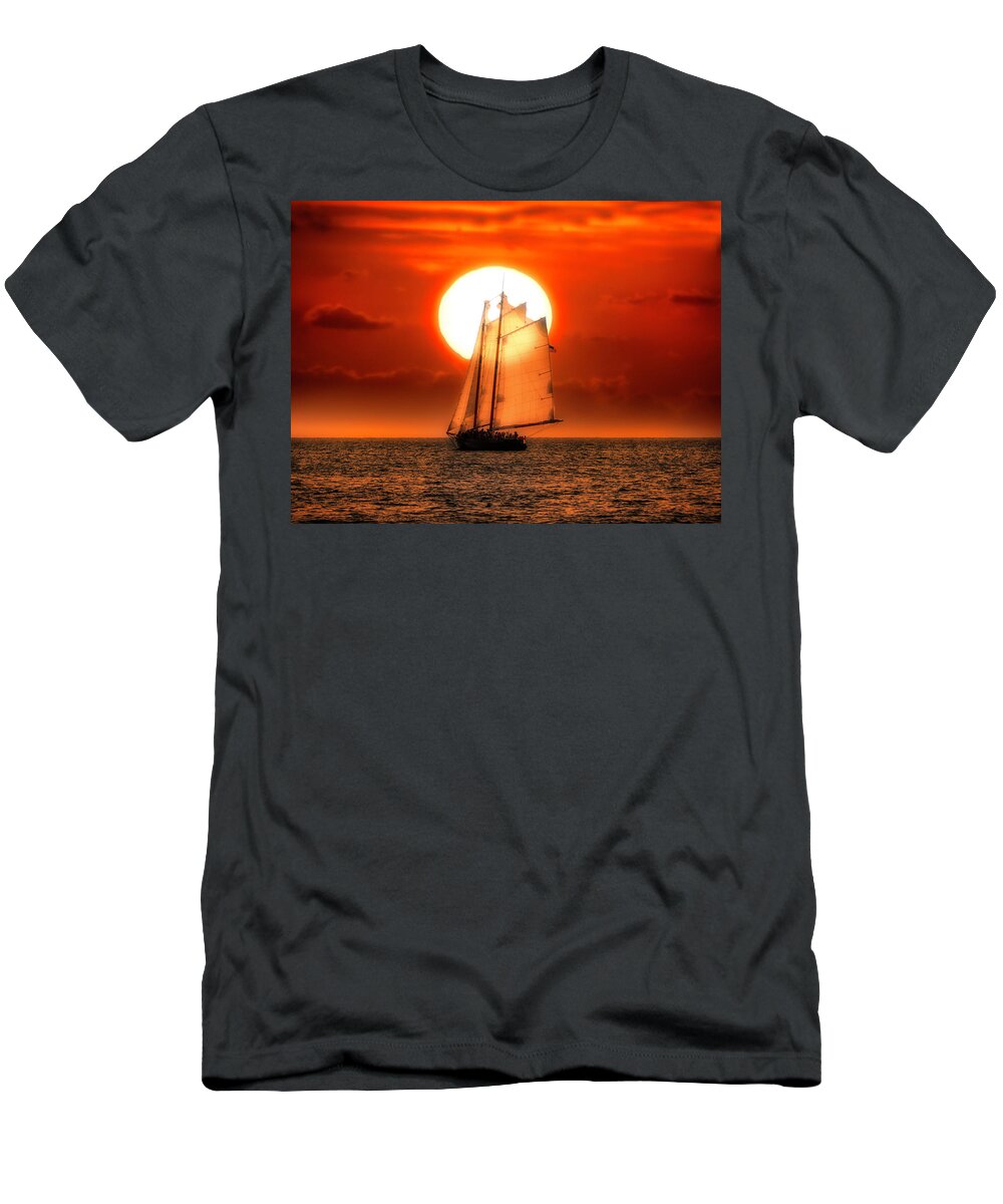 T-Shirt featuring the photograph Sailboat at Sunset by Jack Wilson