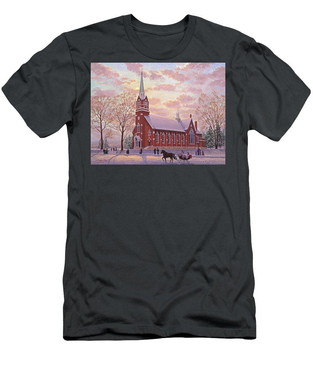 Schaefer Miles T-Shirt featuring the painting Saint Peter and Paul Catholic Church by Kevin Wendy Schaefer Miles