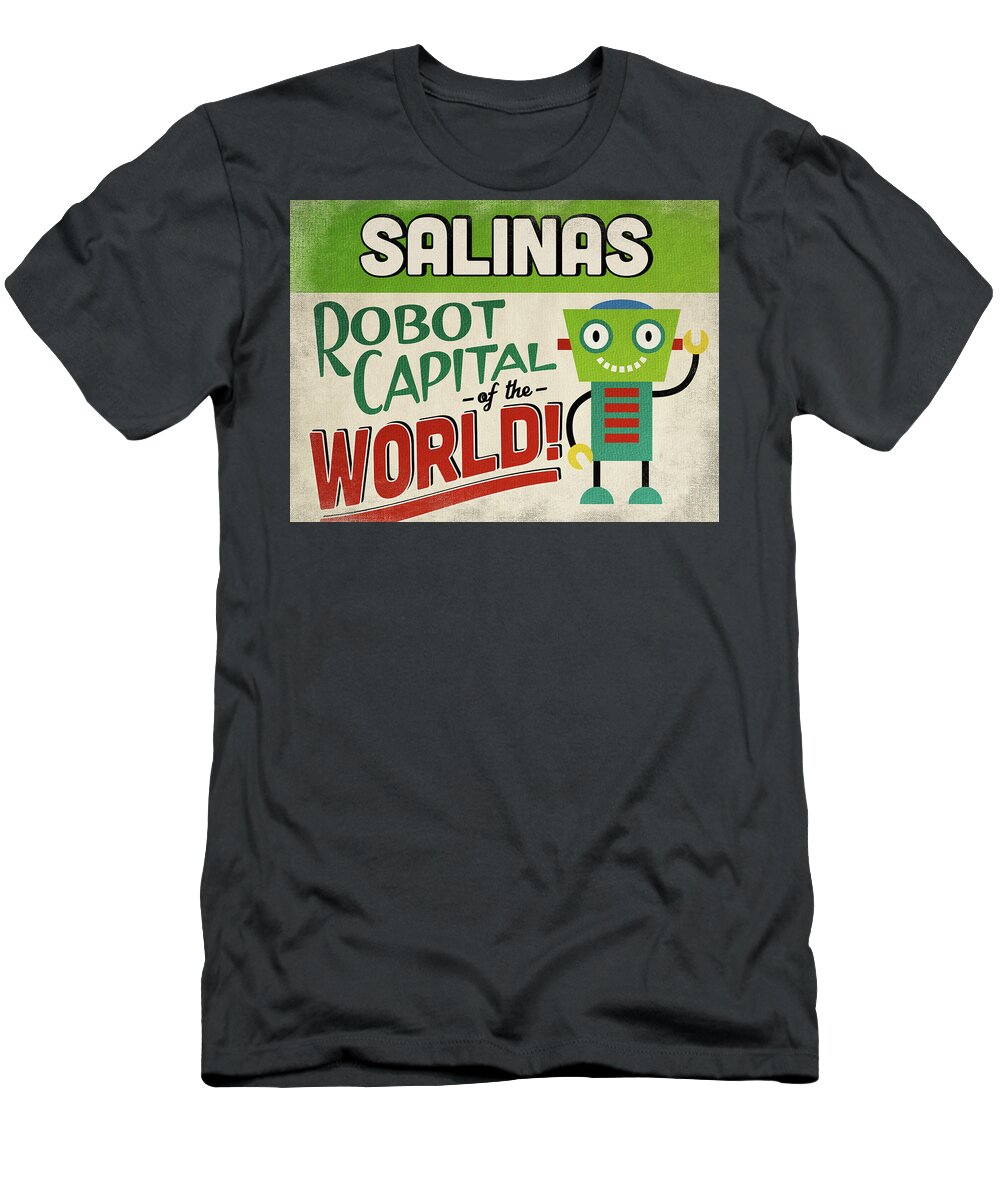 Salinas T-Shirt featuring the digital art Salinas California Robot Capital by Flo Karp