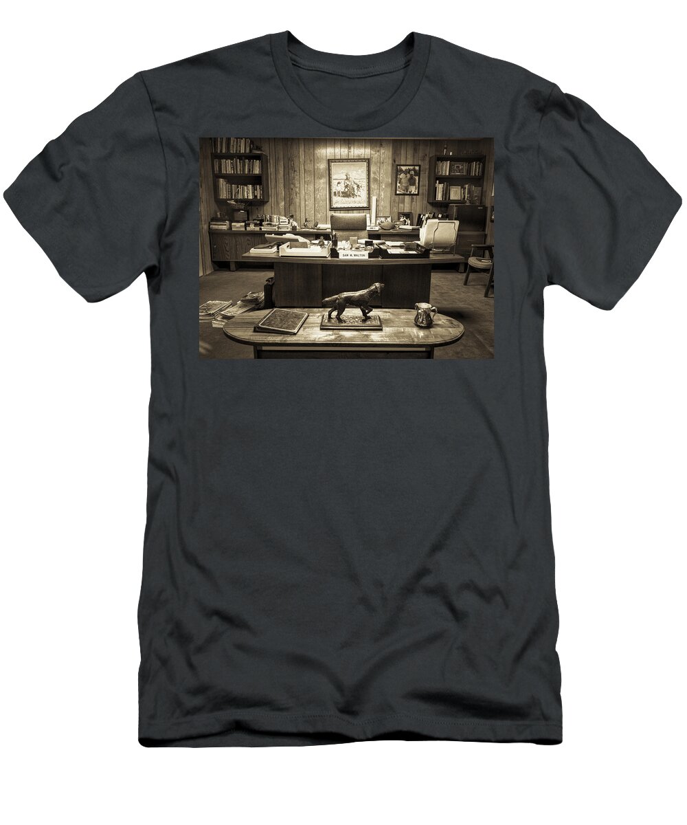 Sam's Office T-Shirt featuring the photograph Sam Walton Office Sepia by Buck Buchanan