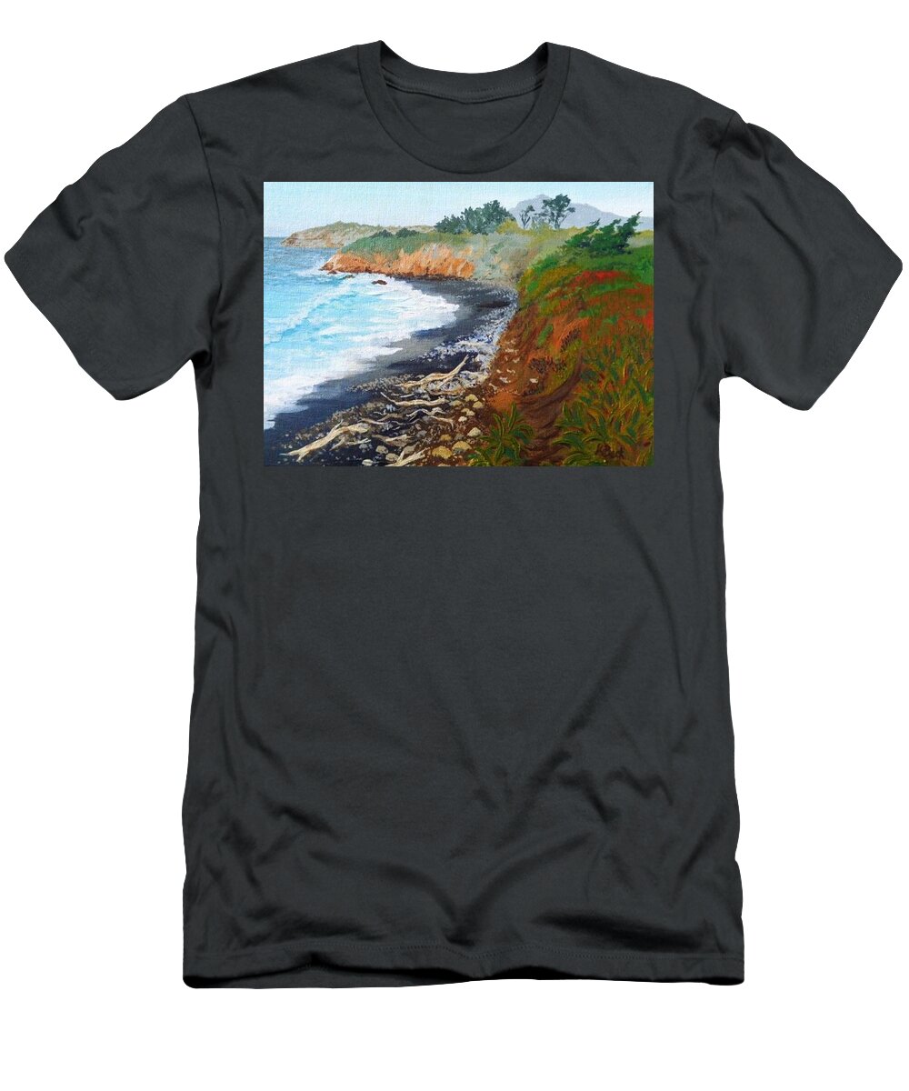 Landscape T-Shirt featuring the painting San Simeon CA Coast by Katherine Young-Beck