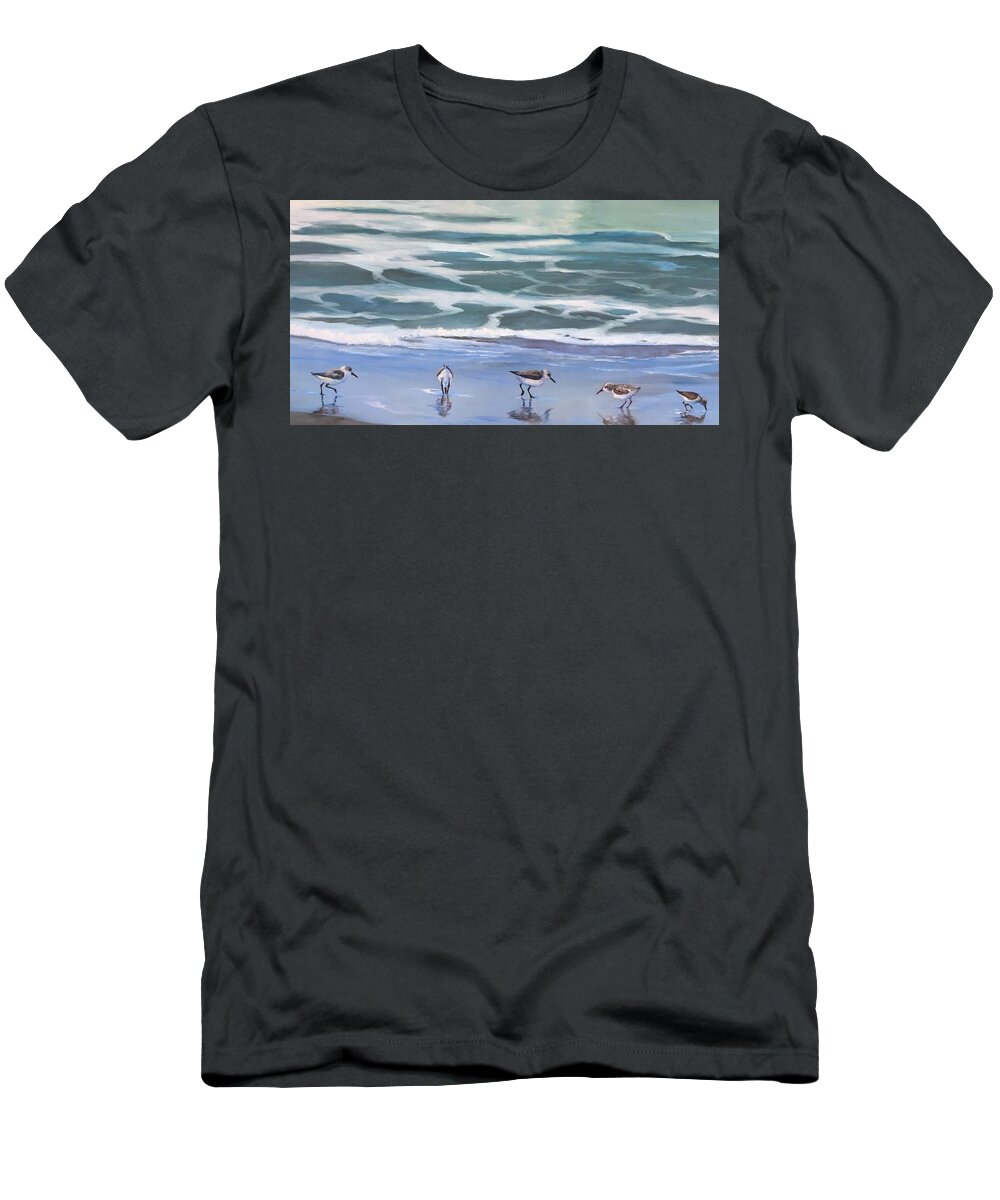 Sandpipers T-Shirt featuring the painting Sandpipers by Judy Rixom