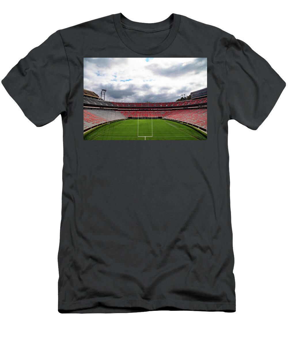 Athens Georgia T-Shirt featuring the photograph Sanford Stadium at the University of Georgia end zone by Eldon McGraw