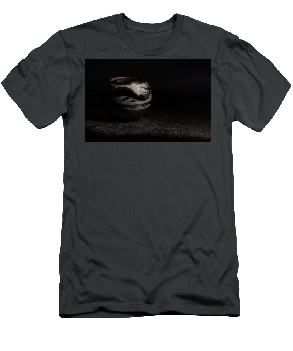 Pottery T-Shirt featuring the photograph Santa Clara Pot - Out of the Darkness by Ira Marcus