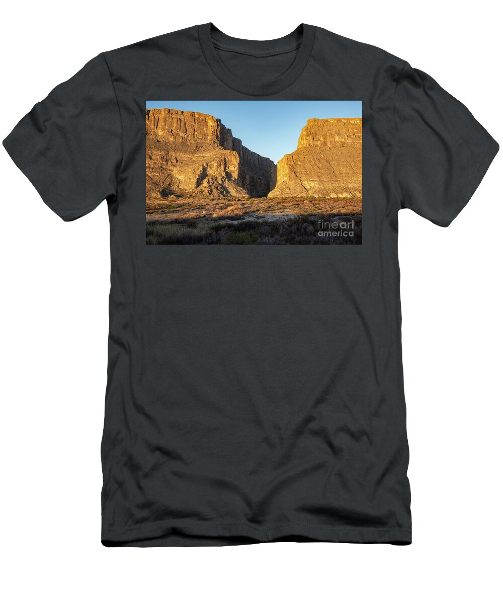 Santa Elena Canyon T-Shirt featuring the photograph Santa Elena Canyon at Sunrise by Bob Phillips