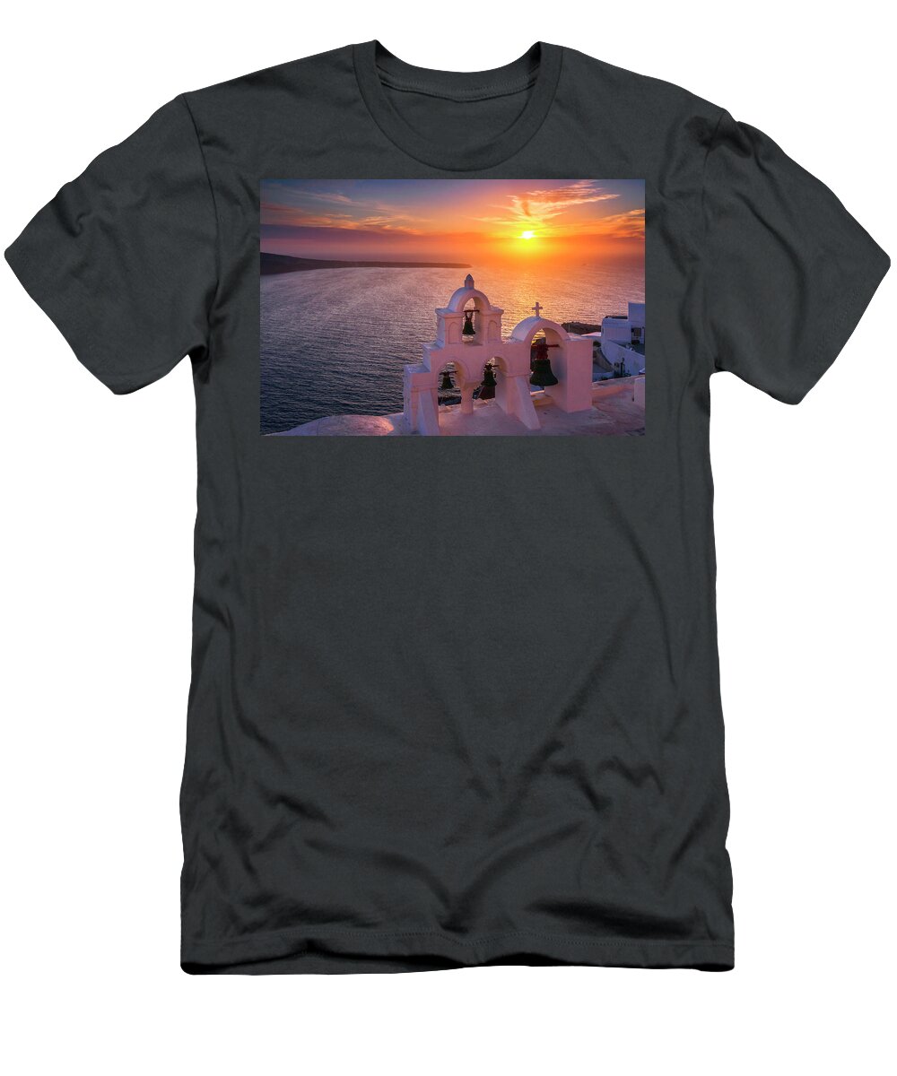 Greece T-Shirt featuring the photograph Santorini Sunset by Evgeni Dinev