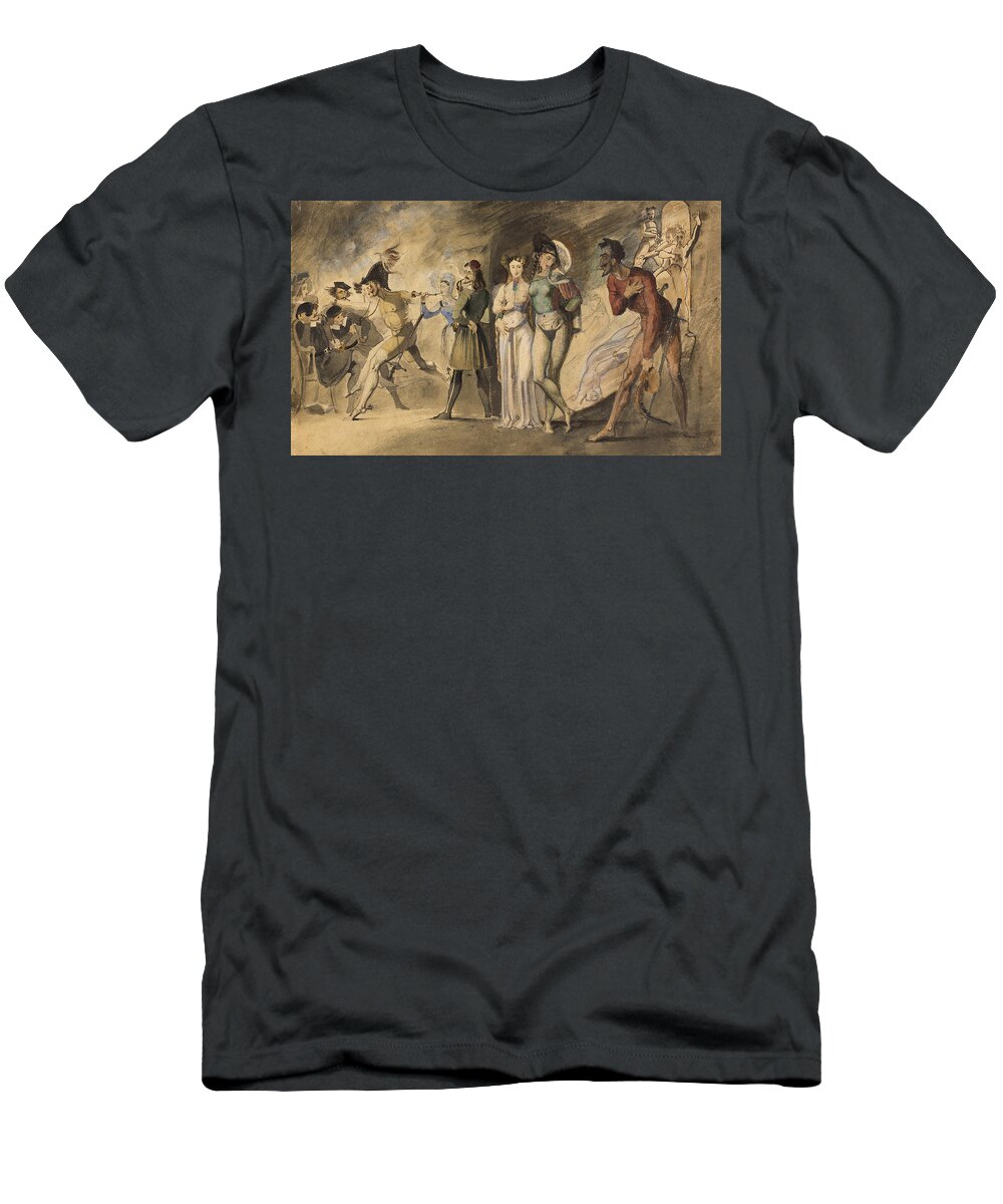 19th Century Artists T-Shirt featuring the drawing Scene from Faust - Auerbach's Cellar by Theodore Matthias von Holst