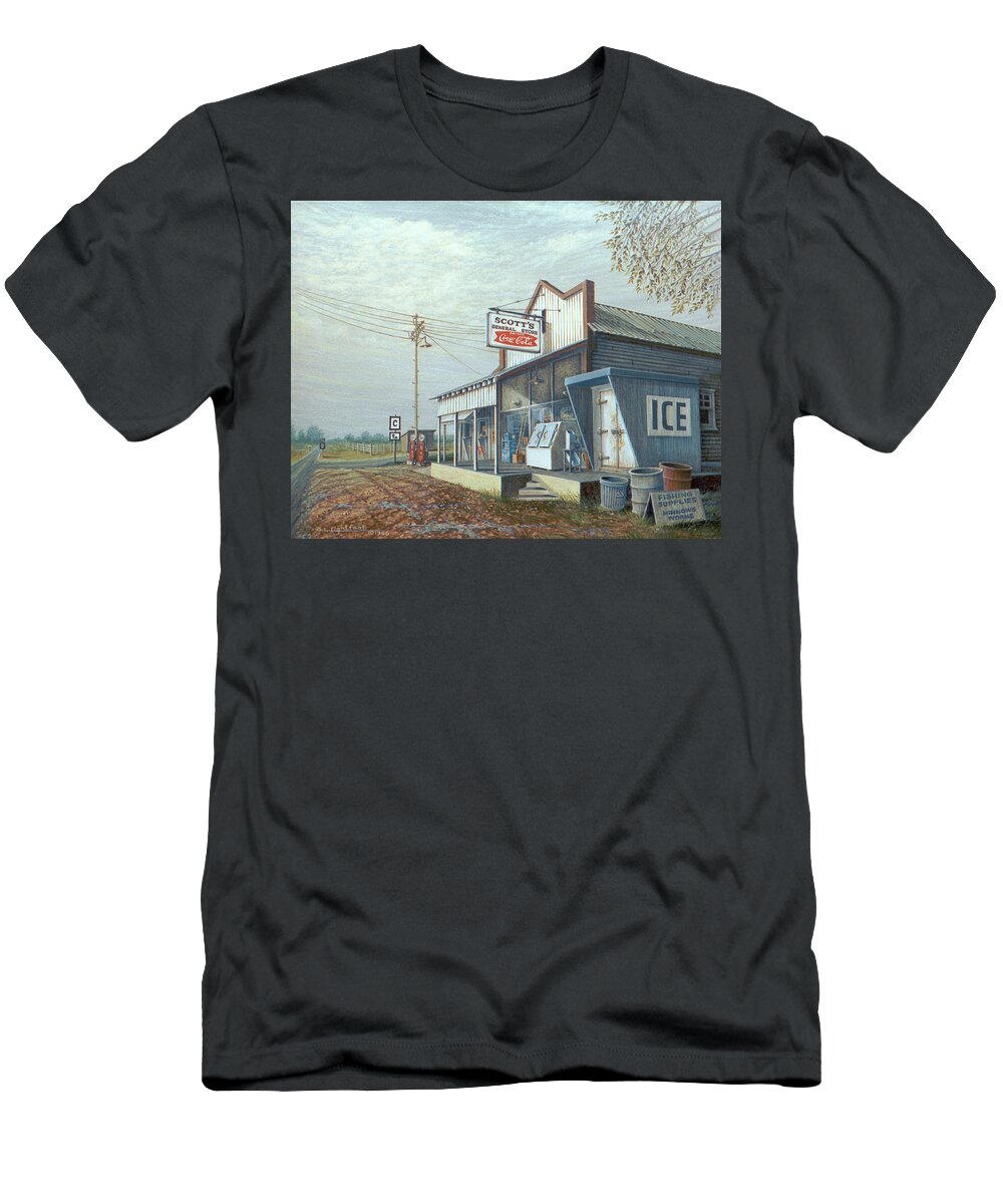 Landscape T-Shirt featuring the painting Scott's General Store by George Lightfoot