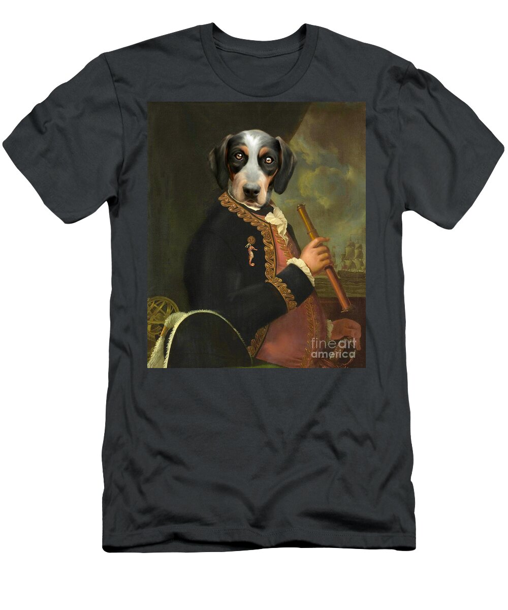 Admiral Dog Portrait T-Shirt featuring the digital art Sea Horse Decoration by Zelda Tessadori