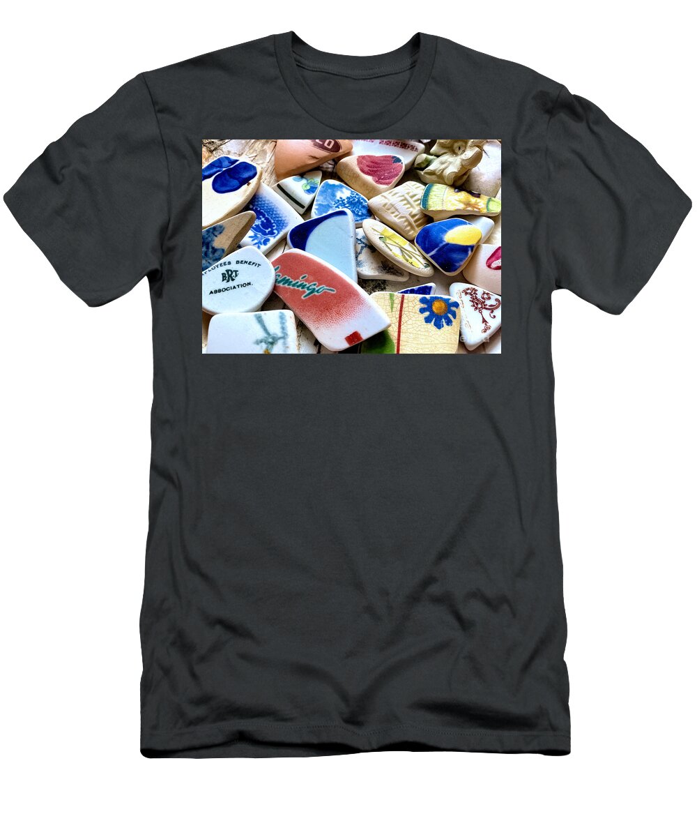 Sea Glass Pottery T-Shirt featuring the photograph Sea pottery by Janice Drew