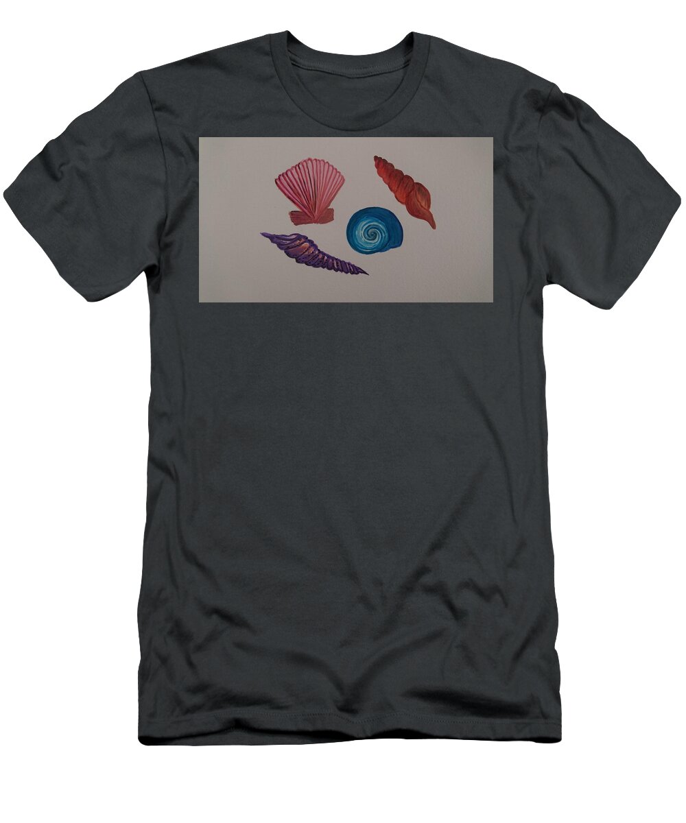 Watercolour T-Shirt featuring the painting Sea shells by Faa shie