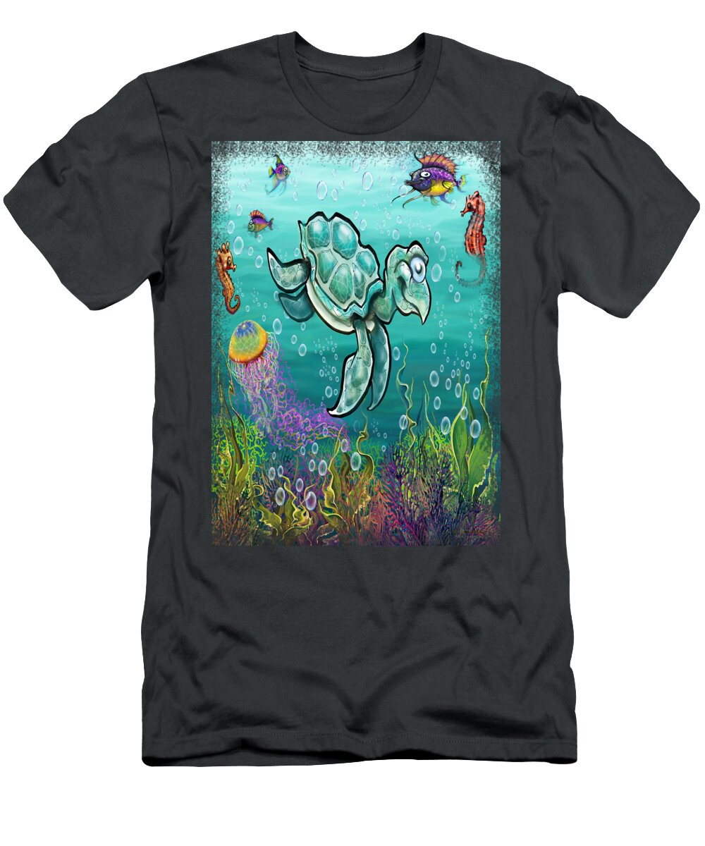 Sea Turtle T-Shirt featuring the digital art Sea Turtle and Friends by Kevin Middleton