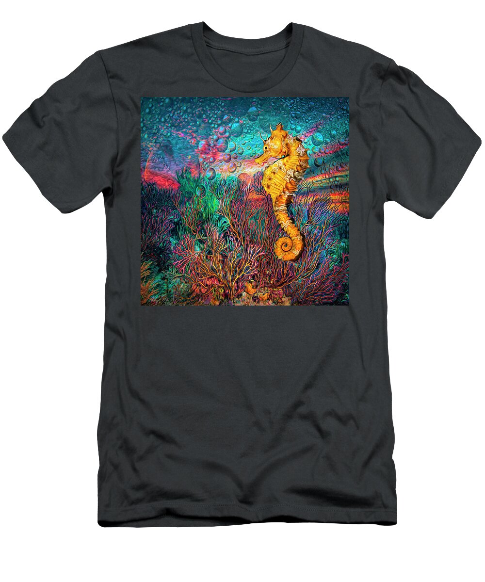 Animals T-Shirt featuring the photograph Seahorse at the Reef Painting by Debra and Dave Vanderlaan