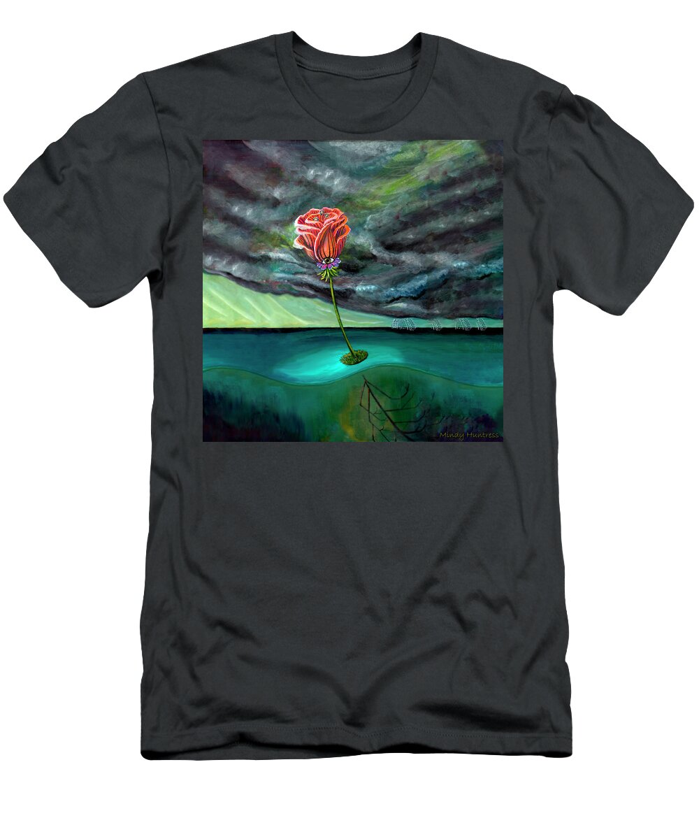 Optimistic T-Shirt featuring the painting Searching by Mindy Huntress
